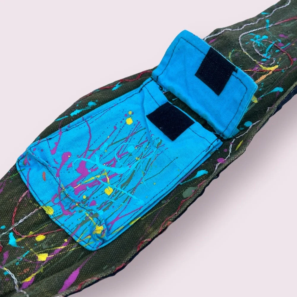 Artist made - boho hippy paint splatter shoulder bag - Picture 5 of 12